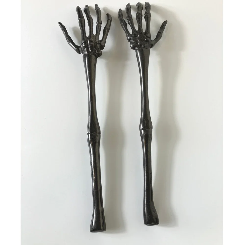 Skeleton Arms Metal Salad Tongs Servers Gun Metal Halloween Goth
